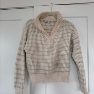 Mango Cream and Green Cowl Neck Sweater